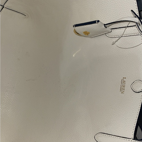 LAUREN RALPH LAUREN Bag Leather Print Tote Purple Vanilla/Breeze Floral w Pouch - Picture 11 of 14